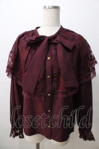 axes femme / ケープ×リボンタイブラウス  ワイン Y-25-08-23-057-AX-BL-SZ-ZY