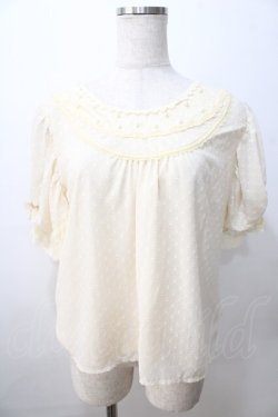 画像1: axes femme / カットドビードットスリットスリーブトップス  生成り Y-25-08-23-058-AX-TO-SZ-ZY