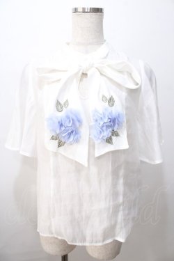 画像1: axes femme / 紫陽花装飾リボンブラウスプルオーバー F 白 Y-25-08-23-061-AX-TO-SZ-ZY
