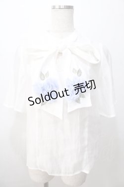 画像1: axes femme / 紫陽花装飾リボンブラウスプルオーバー F 白 Y-25-08-23-061-AX-TO-SZ-ZT129