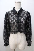 axes femme POETIQUE / チャイナボタンレースブラウス M 黒 Y-25-08-23-070-AX-BL-SZ-ZY