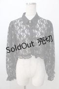 axes femme POETIQUE / チャイナボタンレースブラウス M 黒 Y-25-08-23-070-AX-BL-SZ-ZY