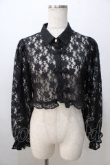 axes femme POETIQUE / チャイナボタンレースブラウス M 黒 Y-25-08-23-070-AX-BL-SZ-ZY
