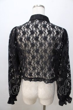 画像2: axes femme POETIQUE / チャイナボタンレースブラウス M 黒 Y-25-08-23-070-AX-BL-SZ-ZY