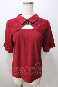 axes femme / ベルト付リブトップス F 赤 Y-25-08-23-071-AX-TO-SZ-ZY