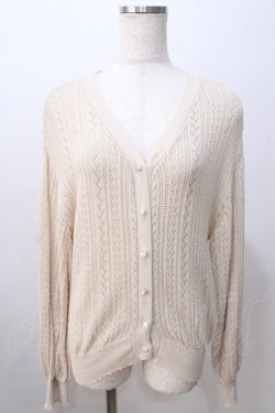 画像1: axes femme / 透かし編みカーディガン M ベージュ Y-25-08-23-072-AX-TO-SZ-ZY
