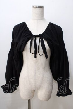 画像1: axes femme POETIQUE / シャーリングデザインボレロ M 黒 Y-25-08-23-074-AX-TO-SZ-ZY