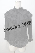 metamorphose / 飾り襟付七分袖ブラウス  黒 Y-25-08-23-076-ME-BL-SZ-ZY