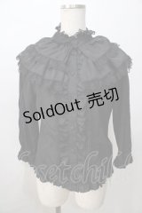 metamorphose / 飾り襟付七分袖ブラウス  黒 Y-25-08-23-076-ME-BL-SZ-ZY