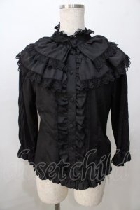 metamorphose / 飾り襟付七分袖ブラウス  黒 Y-25-08-23-076-ME-BL-SZ-ZY