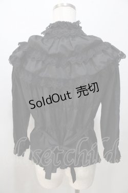 画像2: metamorphose / 飾り襟付七分袖ブラウス  黒 Y-25-08-23-076-ME-BL-SZ-ZY