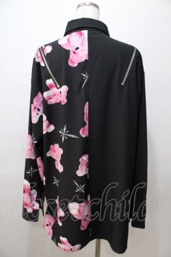画像2: TRAVAS TOKYO / ネクタイ付きクマプリントバイカラーシャツ  黒 Y-25-08-23-079-PU-BL-SZ-ZY