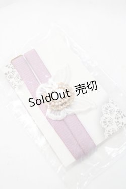 画像1: abilletage / 蝶とビジューのガーターバンド  ラベンダー Y-25-08-23-012-GO-AC-SZ-ZY