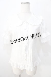 Lolitimes / 刺繍フリルブラウス  白 Y-25-08-23-086-LO-BL-SZ-ZY