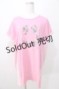 Candy Stripper / 切替ロングT  ピンク Y-25-08-23-093-PU-TO-SZ-ZY