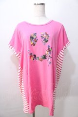 Candy Stripper / 切替ロングT  ピンク Y-25-08-23-093-PU-TO-SZ-ZY
