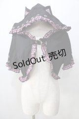 DARK IN LOVE / Gothic lolita pink plaid cat ear hoody cape  黒 Y-25-08-23-095-PU-TO-SZ-ZY