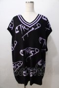 TRAVAS TOKYO / 総柄ニットベスト  黒 Y-25-08-23-102-PU-TO-SZ-ZY