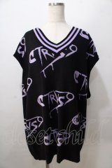TRAVAS TOKYO / 総柄ニットベスト  黒 Y-25-08-23-102-PU-TO-SZ-ZY
