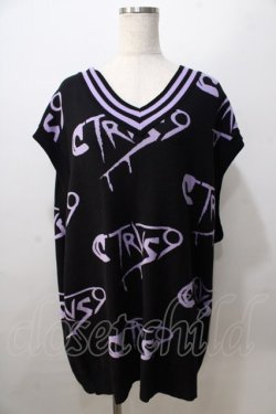 画像1: TRAVAS TOKYO / 総柄ニットベスト  黒 Y-25-08-23-102-PU-TO-SZ-ZY