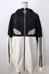 LISTEN FLAVOR / ヘヴンリージャージパーカー  黒×白 Y-25-08-23-106-PU-TO-SZ-ZY