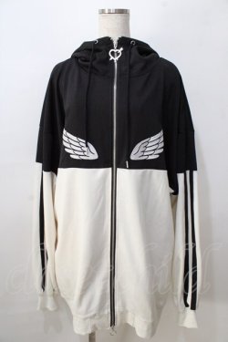 画像1: LISTEN FLAVOR / ヘヴンリージャージパーカー  黒×白 Y-25-08-23-106-PU-TO-SZ-ZY