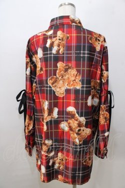 画像2: TRAVAS TOKYO / 総柄ベアチェックシャツ  赤 Y-25-08-23-110-PU-BL-SZ-ZY