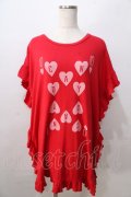 Candy Stripper / プリントフリルカットソー  赤 Y-25-08-23-111-PU-TO-SZ-ZY