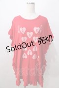 Candy Stripper / プリントフリルカットソー  赤 Y-25-08-23-111-PU-TO-SZ-ZT204