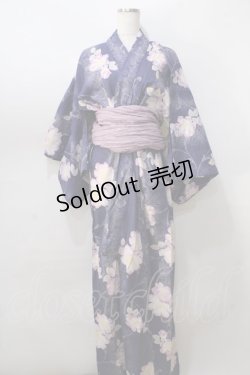 画像1: axes femme / オリジナルフラワー柄浴衣 F 紺 Y-25-08-23-112-AX-OP-SZ-ZY