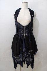 OZZ ANGELO / 薔薇刺繍ホルターベスト  ネイビー Y-25-08-23-113-OO-TO-0-ZY