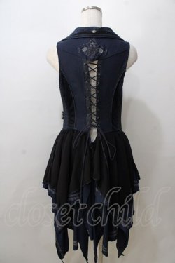 画像2: OZZ ANGELO / 薔薇刺繍ホルターベスト  ネイビー Y-25-08-23-113-OO-TO-0-ZY