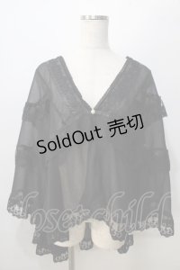 axes femme / 楊柳シフォンレースショール  黒 Y-25-08-23-118-AX-TO-SZ-ZY