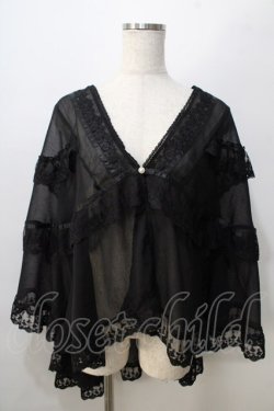 画像1: axes femme / 楊柳シフォンレースショール  黒 Y-25-08-23-118-AX-TO-SZ-ZY