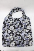 axes femme / メッセージカード柄エコバッグ  黒 Y-25-08-23-020-AX-BG-SZ-ZY