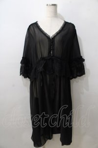 axes femme / シアーシフォンロングガウン  黒 Y-25-08-23-119-AX-TO-SZ-ZY