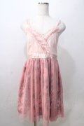 axes femme / 花柄シフォン切替ワンピース  ピンク Y-25-08-23-121-AX-OP-SZ-ZY