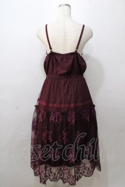 画像2: axes femme / レースチュールワンピース  ワイン Y-25-08-23-122-AX-OP-SZ-ZY
