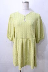 画像1: axes femme / ふくれジャカードロングプルオーバー F イエローグリーン Y-25-08-23-124-AX-TO-SZ-ZT224 (1)