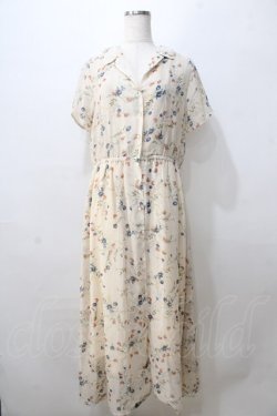 画像1: axes femme / 花柄開襟シャツワンピース M 生成り Y-25-08-23-125-AX-OP-SZ-ZY