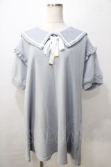 axes femme POETIQUE / 刺繍セーラーカットワンピース M サックス Y-25-08-23-126-AX-OP-SZ-ZT162