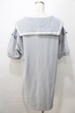 画像2: axes femme POETIQUE / 刺繍セーラーカットワンピース M サックス Y-25-08-23-126-AX-OP-SZ-ZH (2)