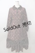 axes femme / キンモクセイ柄タイルワンピース M ワイン Y-25-08-23-127-AX-OP-SZ-ZI