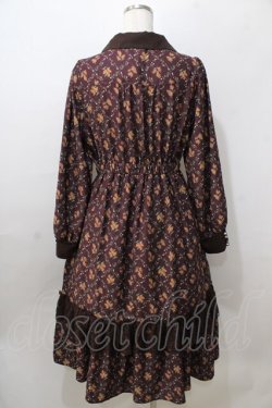 画像2: axes femme / キンモクセイ柄タイルワンピース M ワイン Y-25-08-23-127-AX-OP-SZ-ZY
