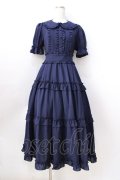 axes femme kawaii / ロマンティックフリルワンピース  紺 Y-25-08-23-137-AX-OP-SZ-ZY