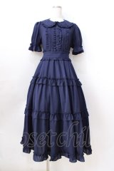 axes femme kawaii / ロマンティックフリルワンピース  紺 Y-25-08-23-137-AX-OP-SZ-ZY