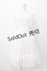 axes femme kawaii / ドットチュールエプロン M 白 Y-25-08-23-141-AX-OP-SZ-ZH