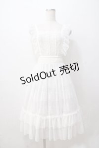 axes femme kawaii / ドットチュールエプロン M 白 Y-25-08-23-141-AX-OP-SZ-ZH