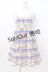 Emily Temple cute / ジャム瓶ノースリーブワンピース  ブルー Y-25-08-23-143-ET-OP-SZ-ZY