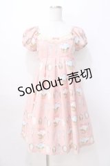 Emily Temple cute / カップケーキ&カトラリーワンピース  ピンク Y-25-08-23-146-ET-OP-SZ-ZY